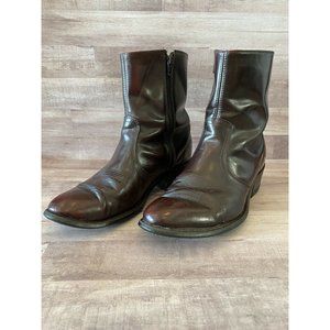 JP Boots 9 28 Ankle Zip Black Cherry Mahogany Cowboy Western Made In USA